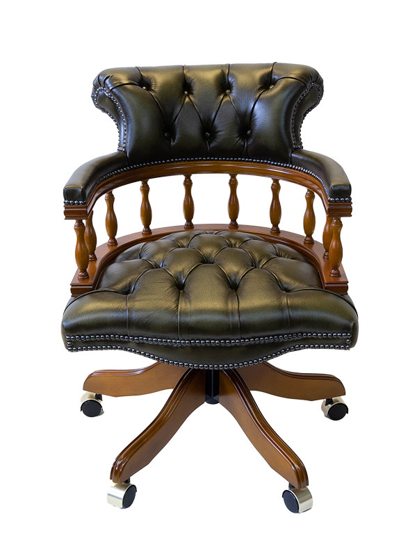 Leather Captain Chair Yew Olive